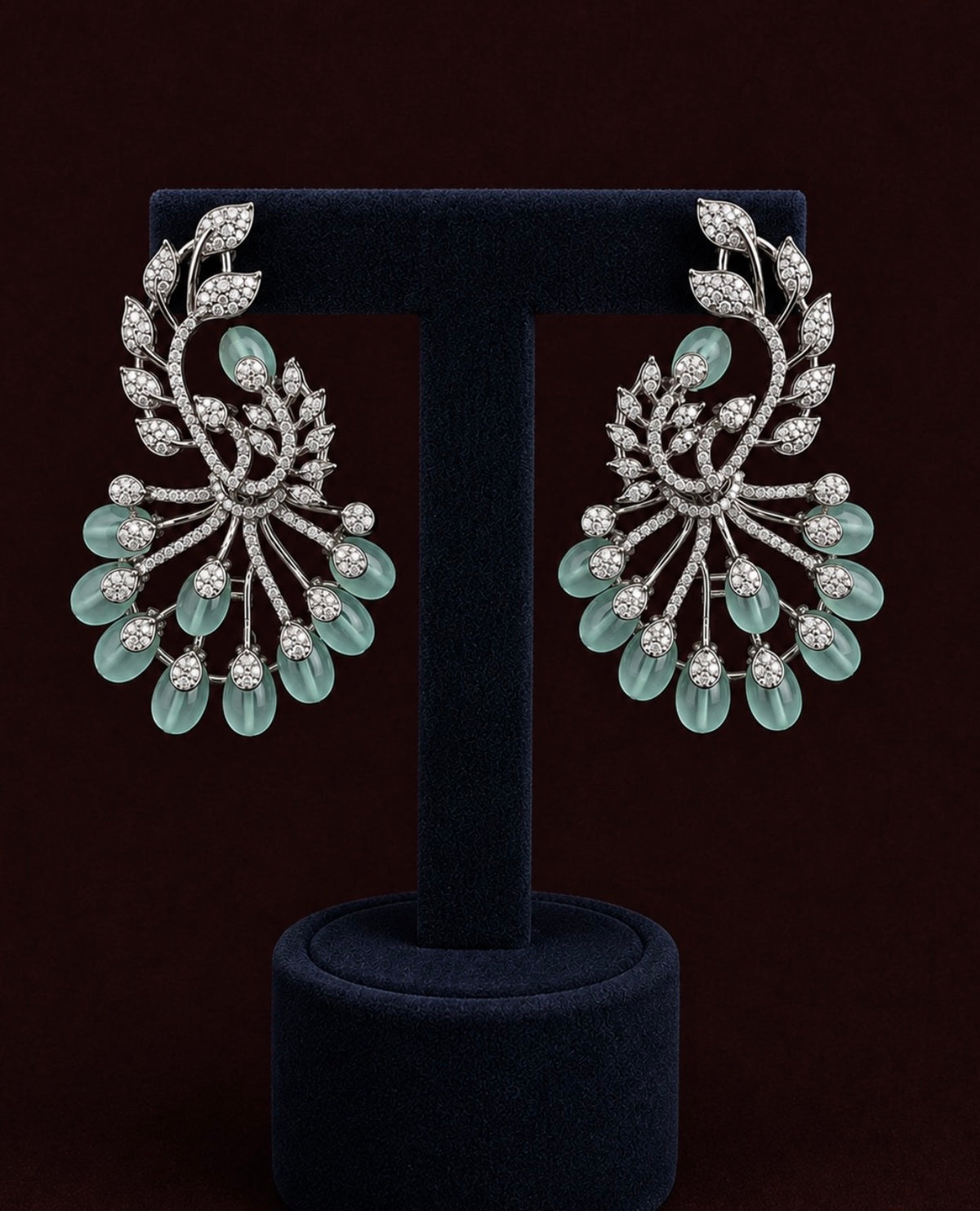 Silver and baby blue statement earrings