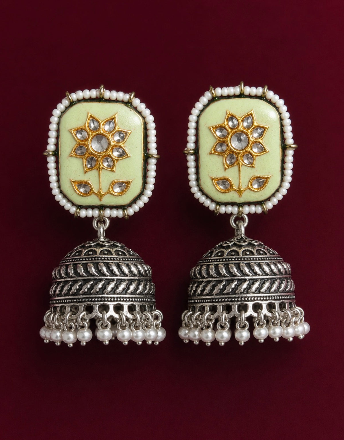 Pastel and oxidised set with matching earrings